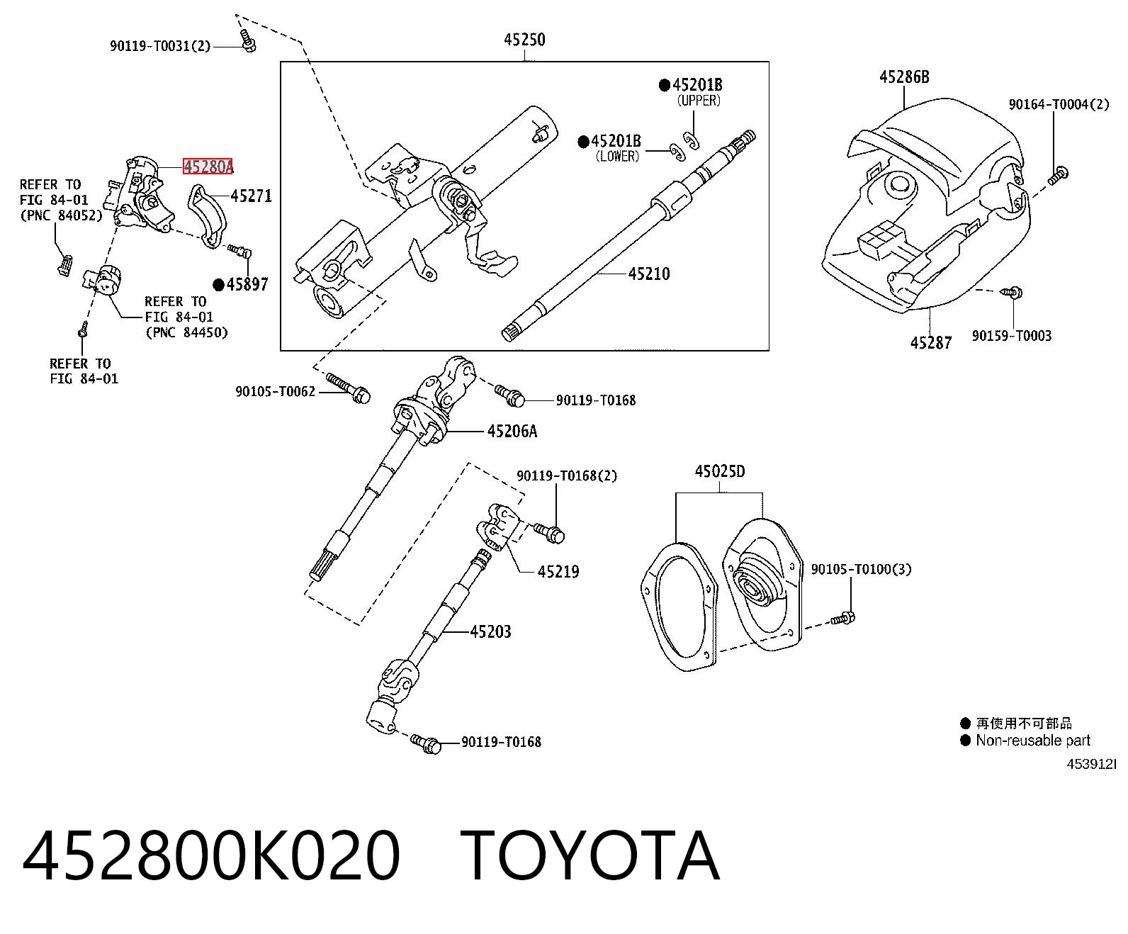 452800K020 Toyota Interruptor de encendido
