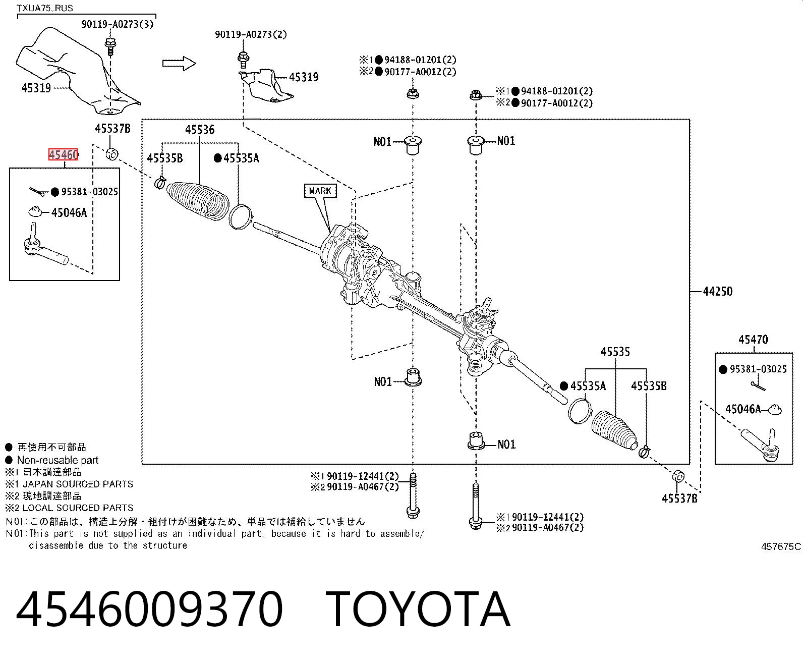 4546009370 Toyota Rótula de dirección