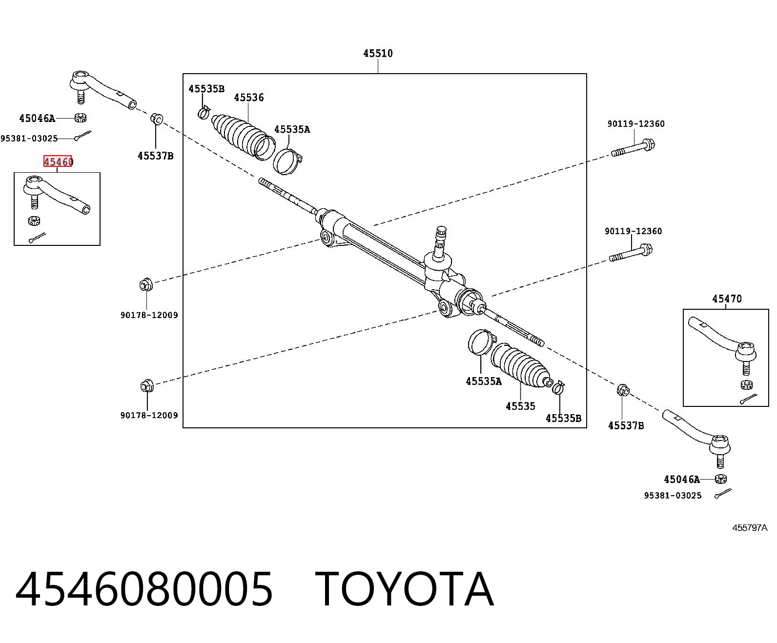 4546080005 Toyota Rótula de dirección