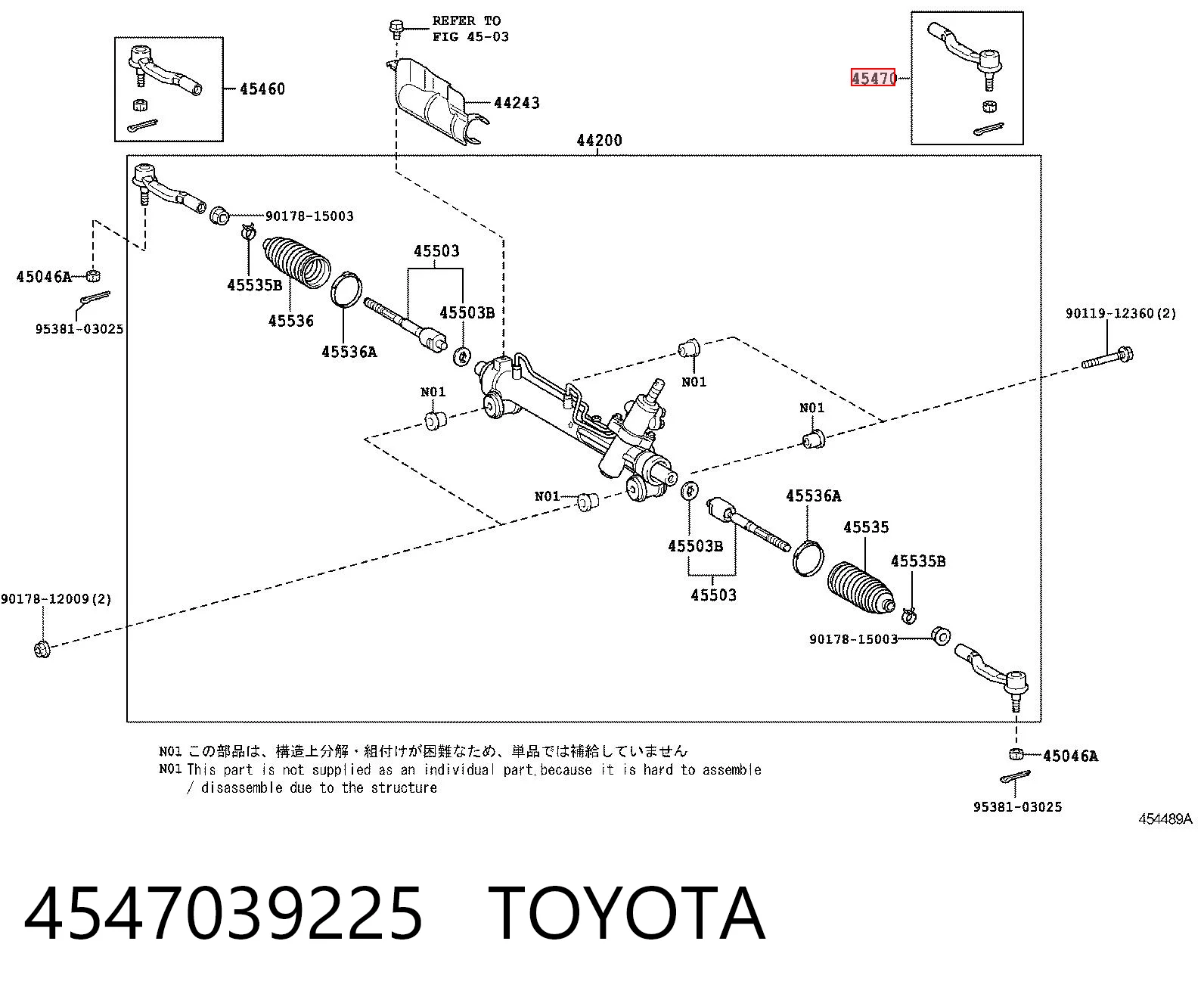 4547039225 Toyota Rótula de dirección