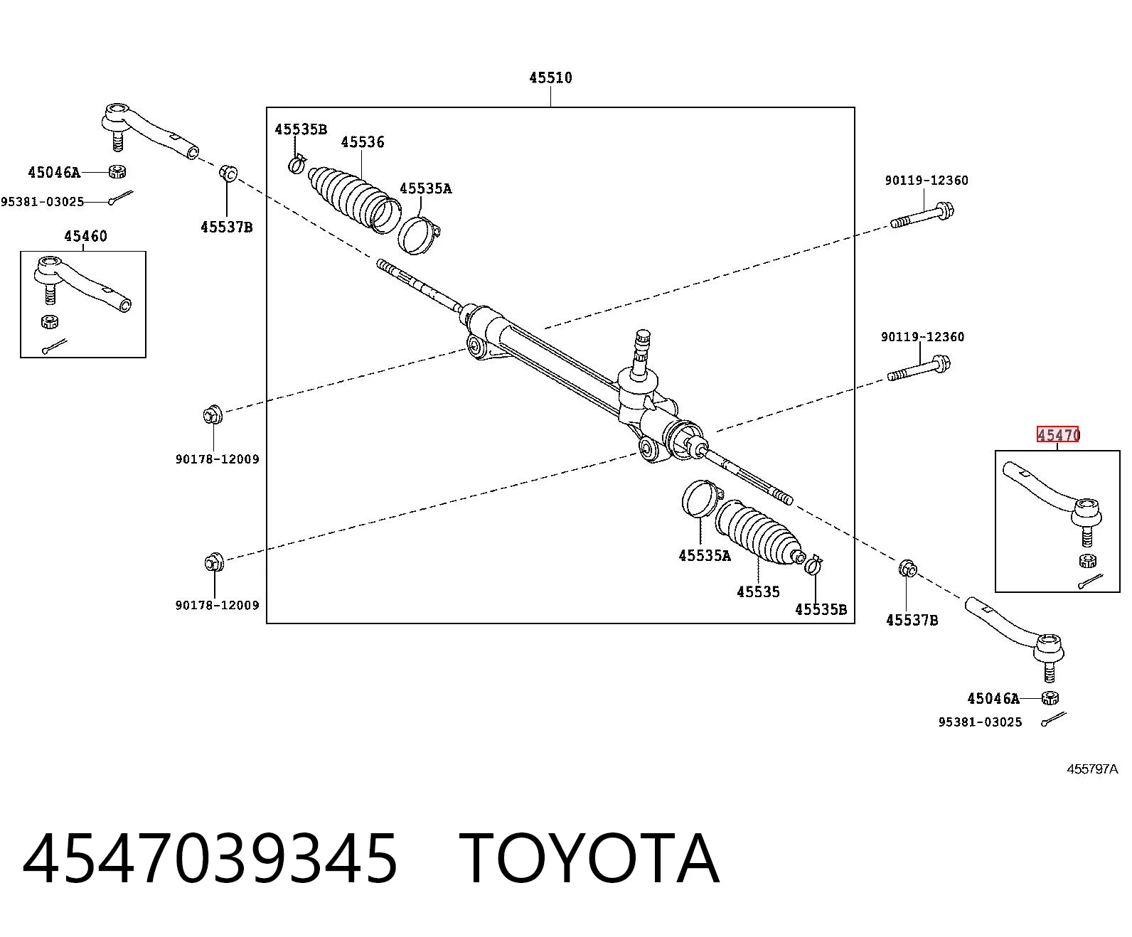 4547039345 Toyota Rótula de dirección