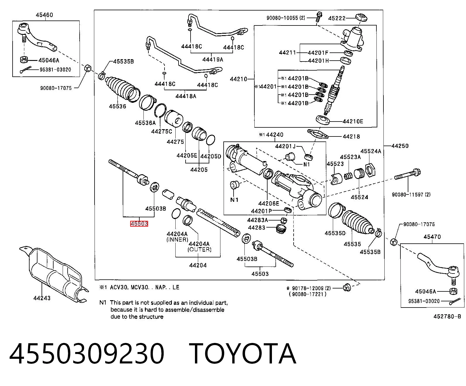 4550309230 Toyota Barra de direccion coche