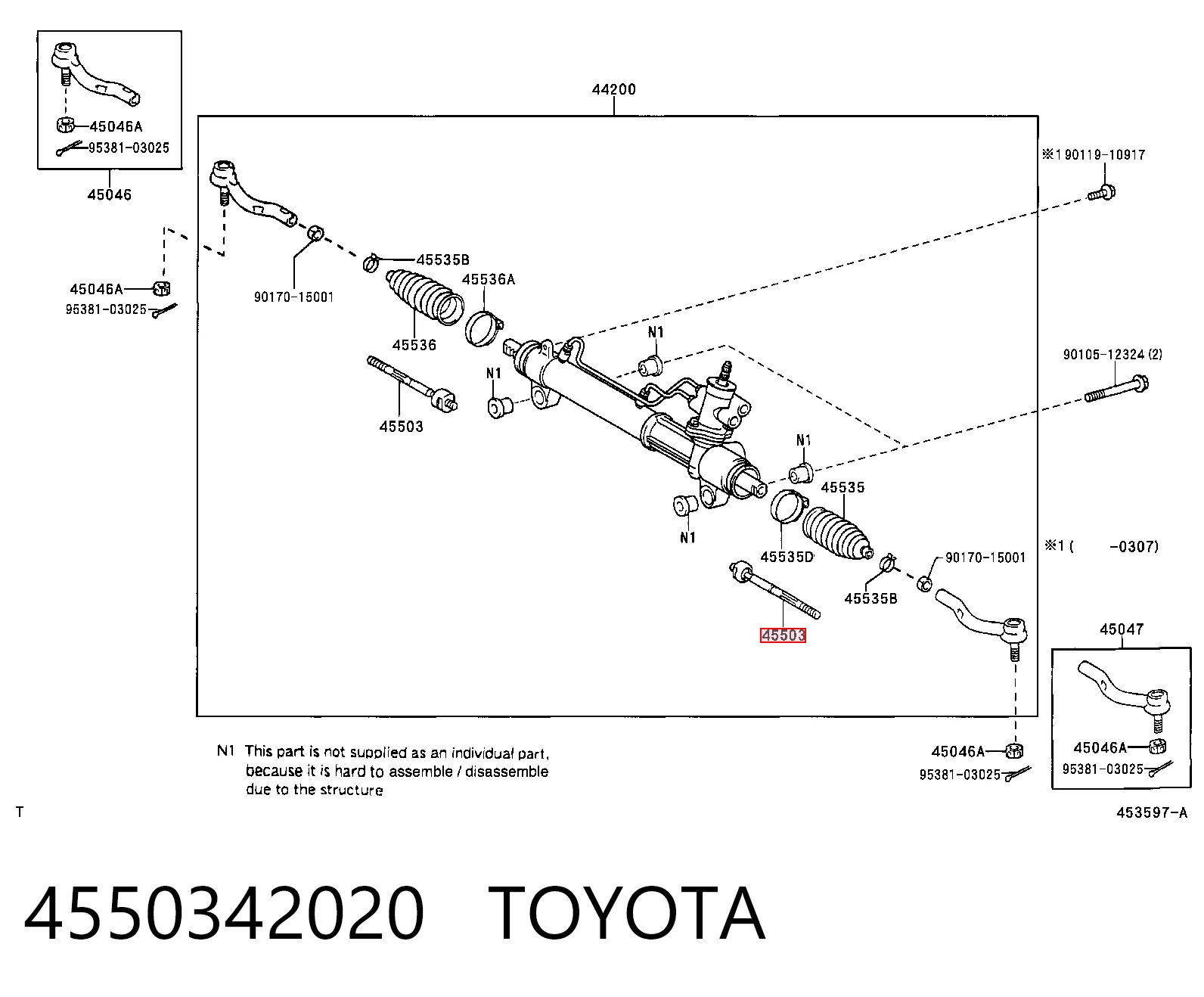 Bieleta de direccion para Toyota RAV4 II (XA2)