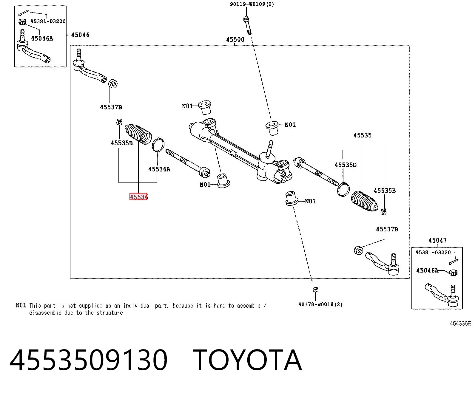 Guardapolvo de dirección Toyota Yaris hatchback (SP90) (2005 - 2011) precio, desde 11,89 EUR