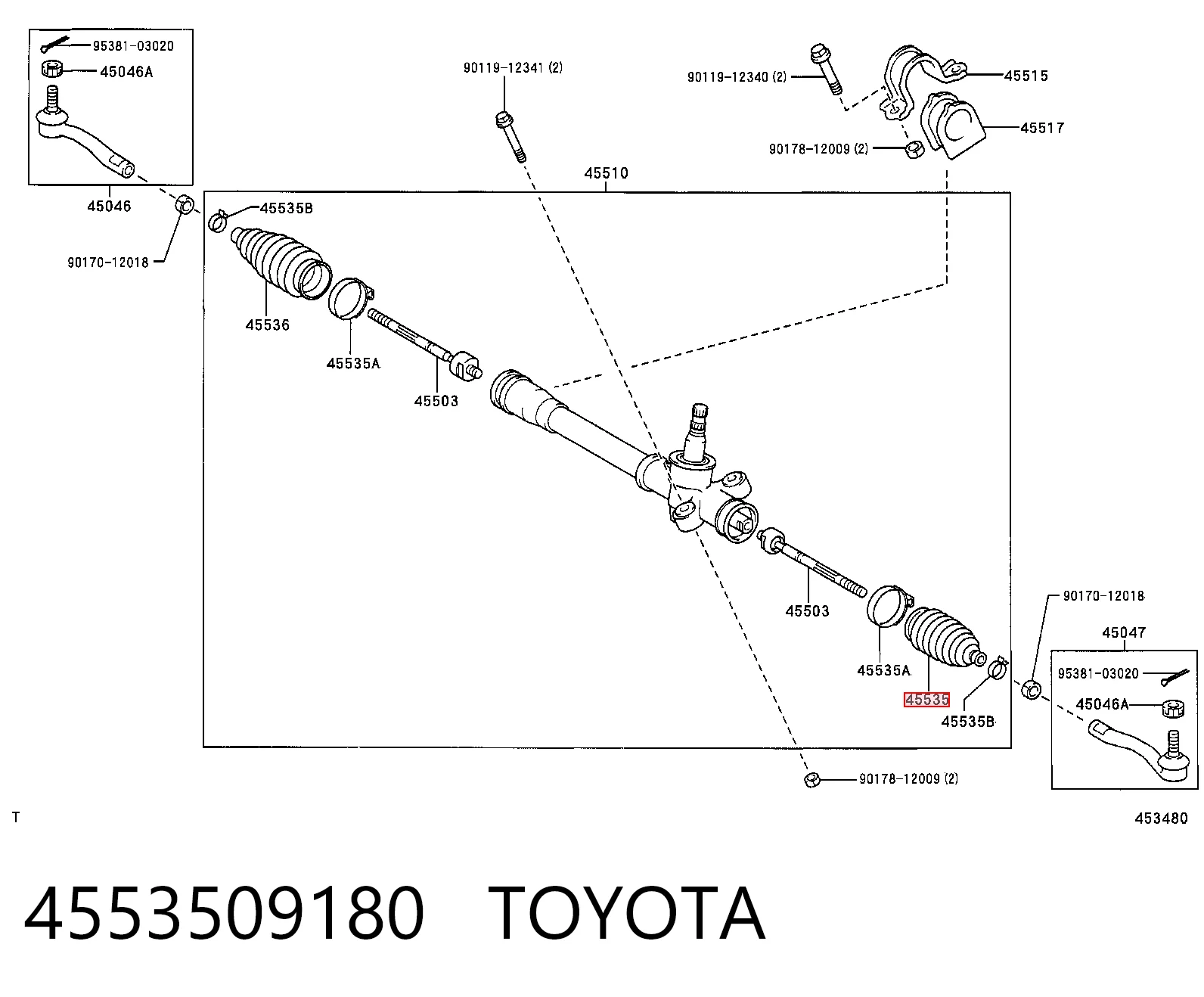 Guardapolvo dirección Toyota Yaris (1999-2005)