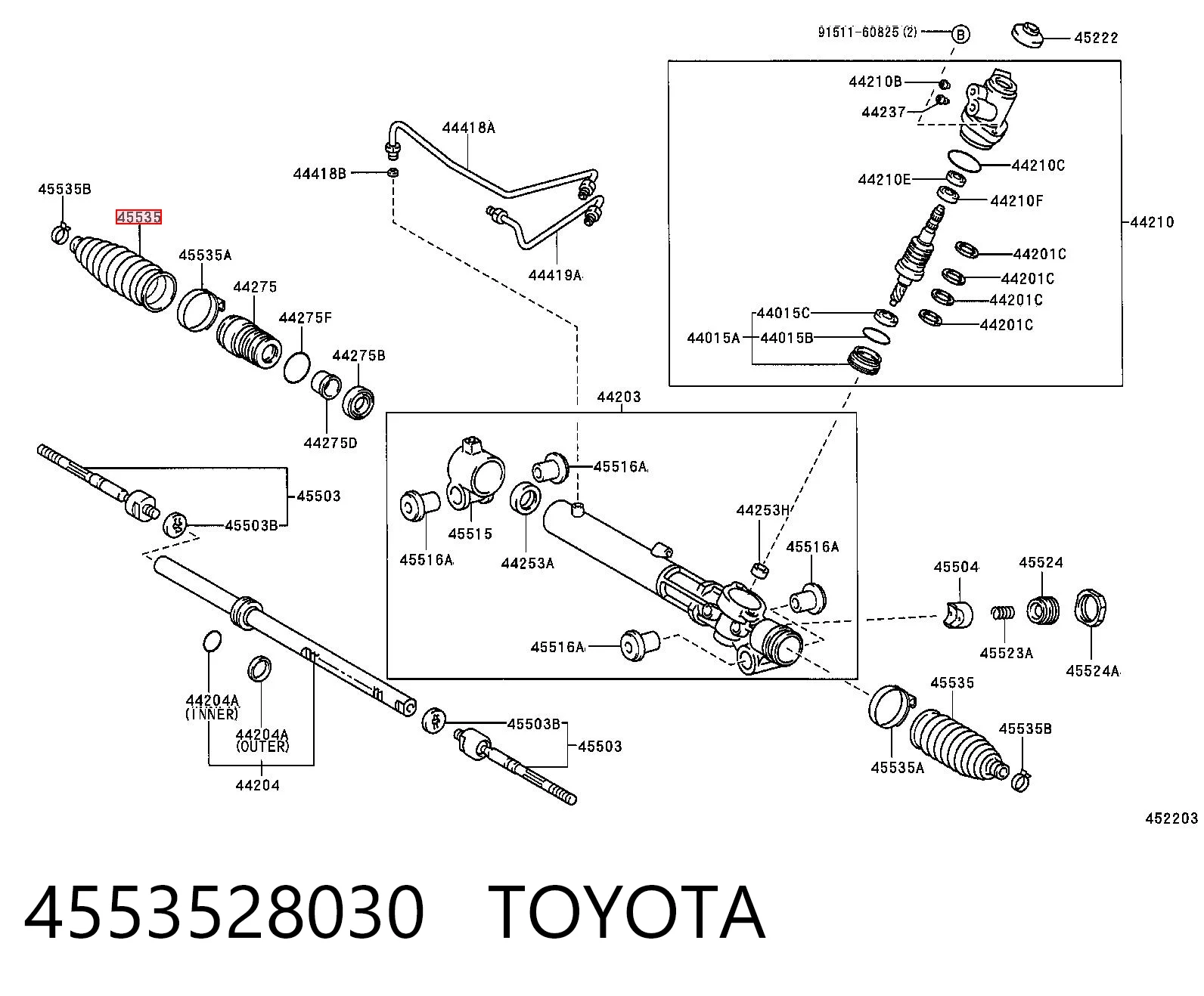 Guardapolvo dirección Toyota Avensis  (2001-2009)