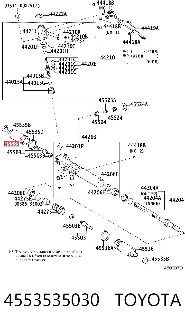 4553535030 Toyota Guardapolvo dirección