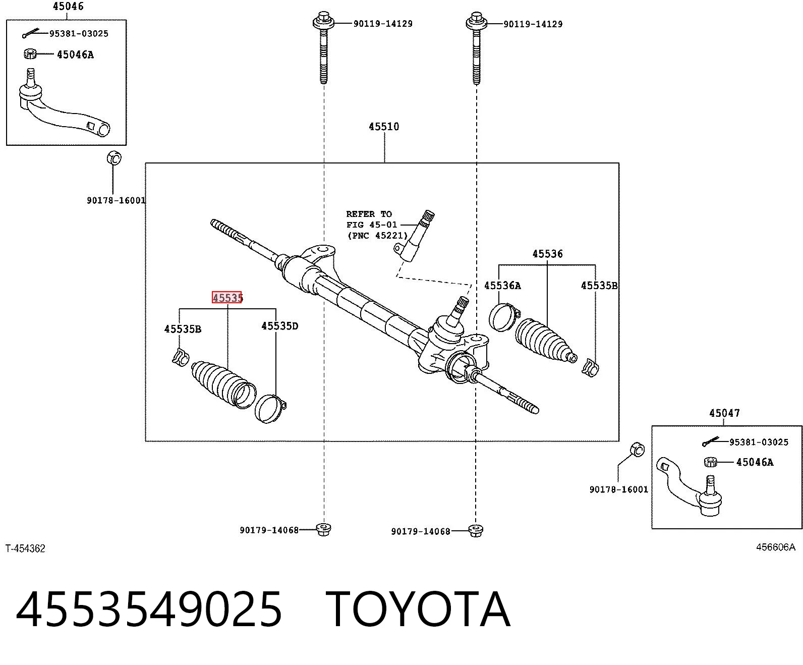 4553549025 Toyota Guardapolvo dirección