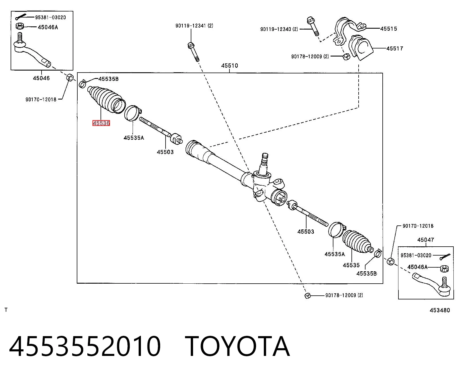 Fuelle de dirección para Toyota Yaris  (NCP2)
