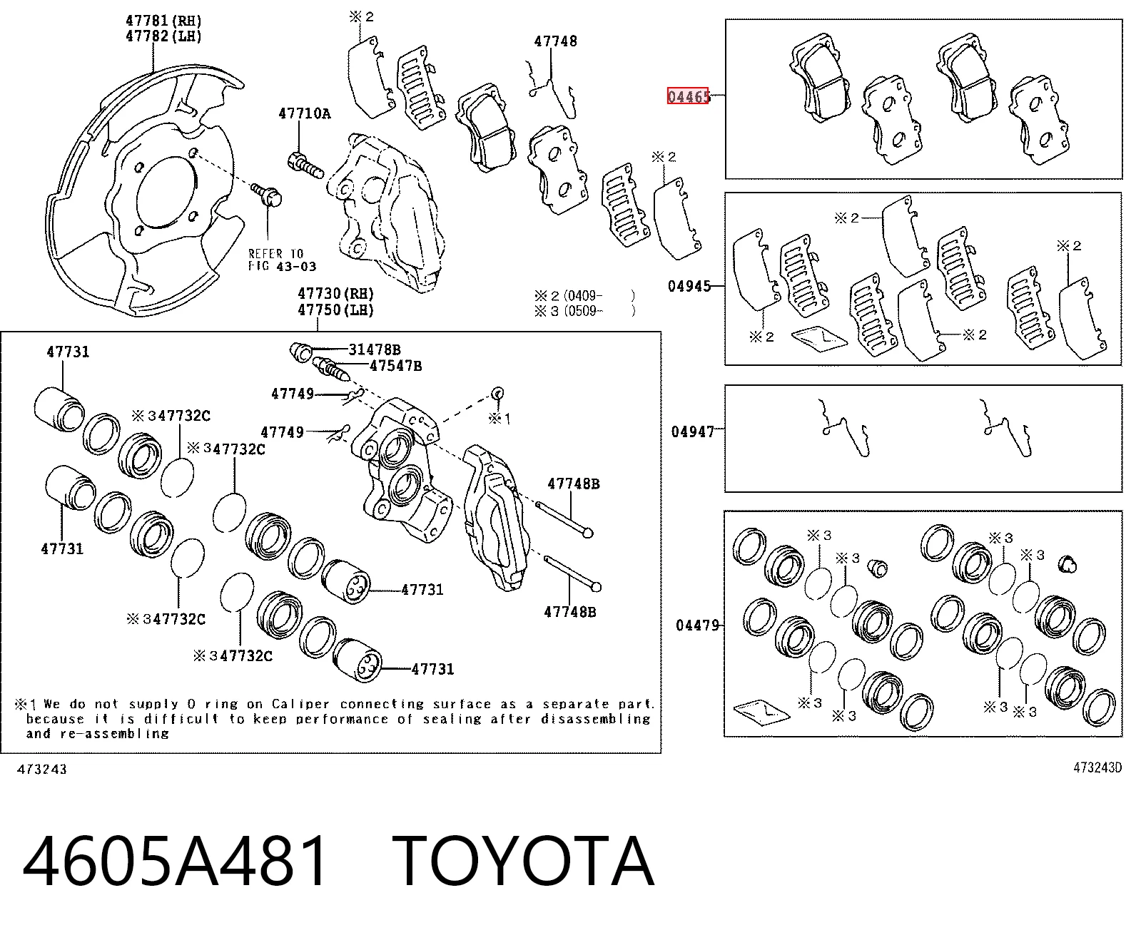 4605A481 Toyota Pastillas delanteras