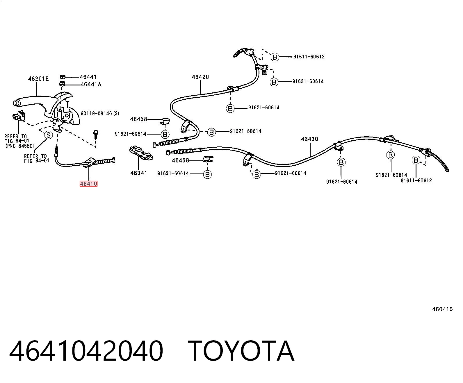 4641042040 Toyota Cable para freno de mano delantero