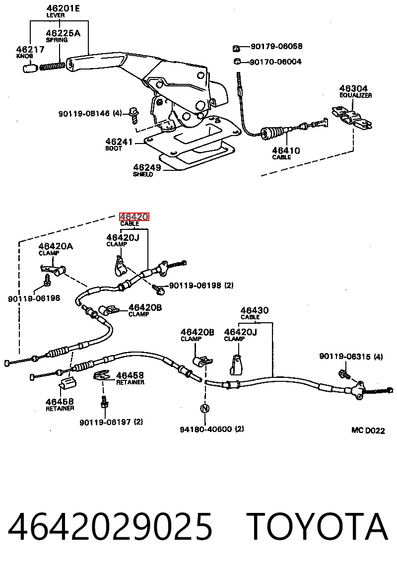 Cable de freno de mano trasero derecho para Toyota Celica T16
