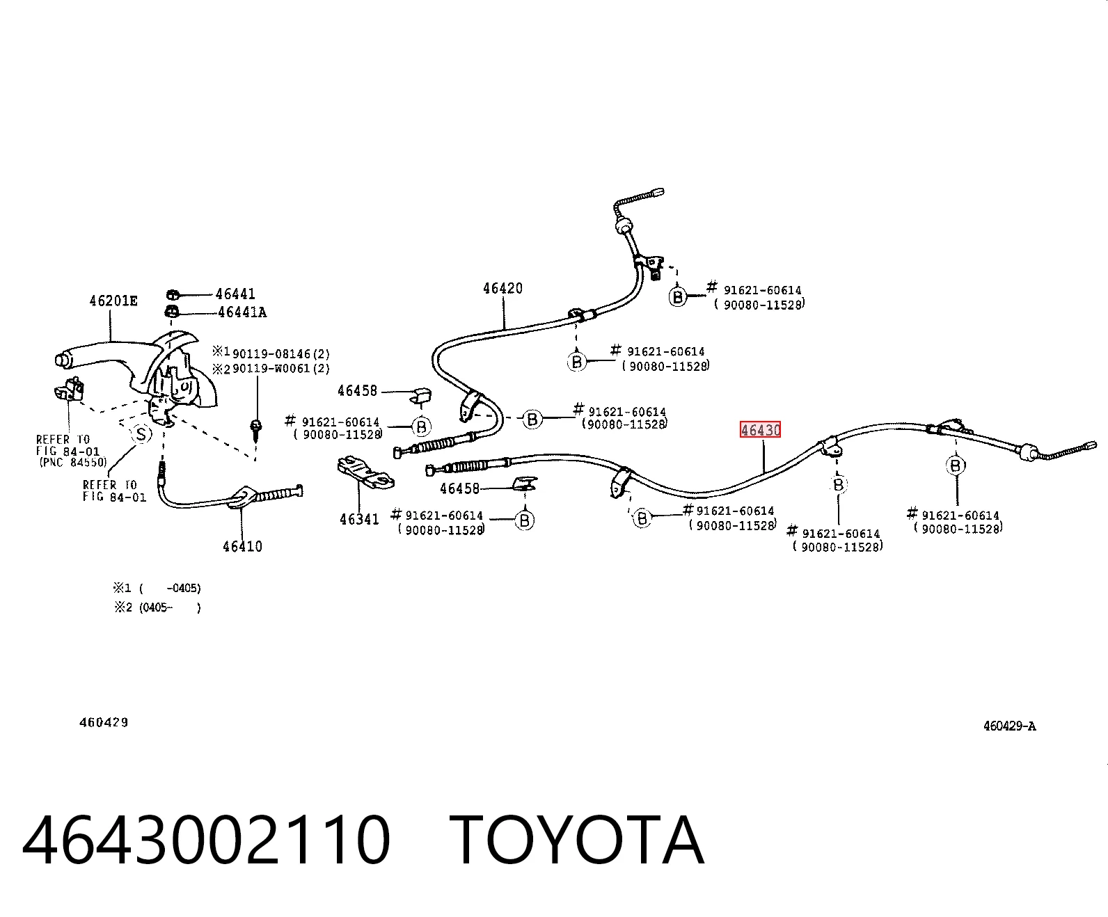 Cable de freno de mano trasero izquierdo para Toyota Corolla E12U