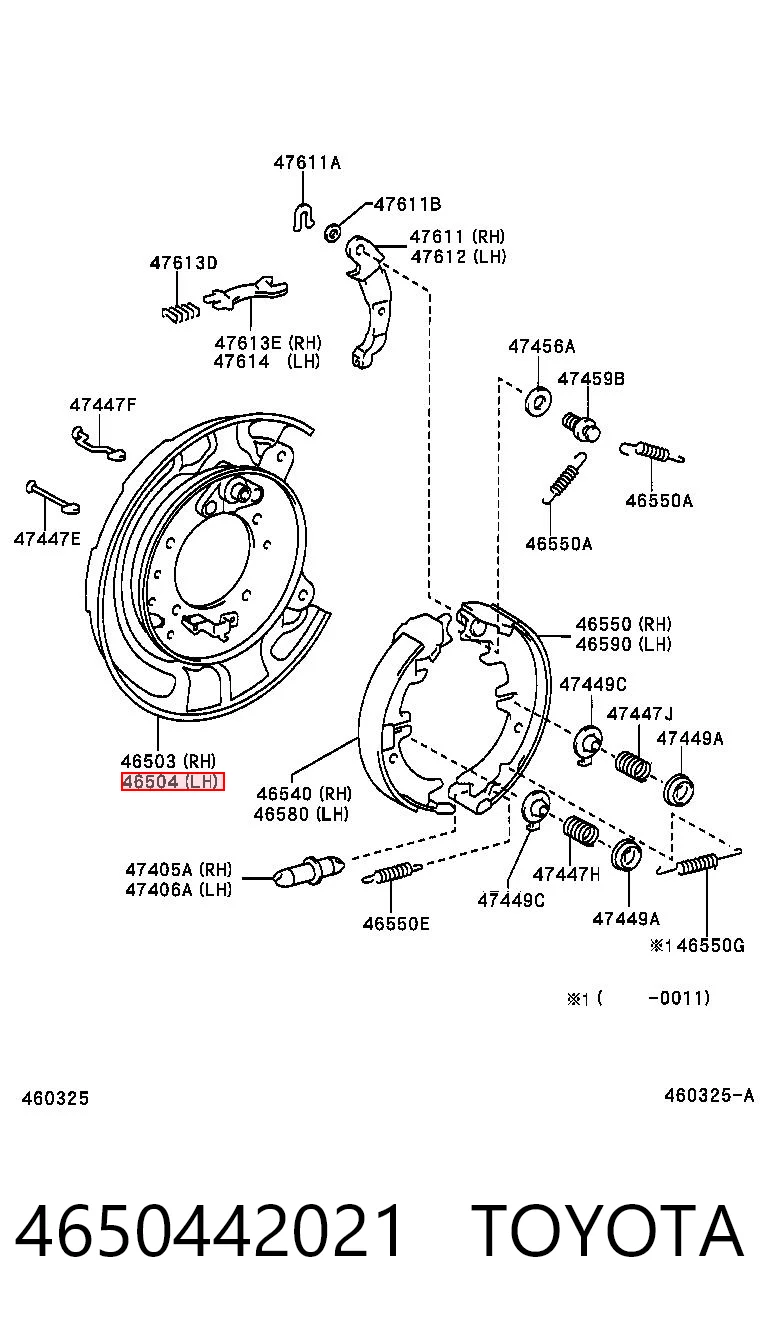 4650442021 Toyota Protector de disco de freno trasero izquierdo