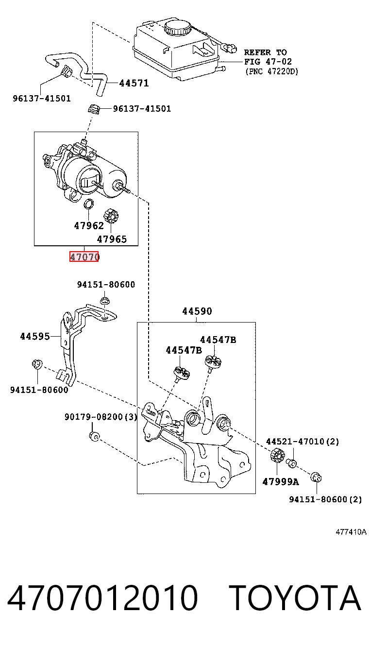 4707012010 Toyota Bomba ABS del cilindro maestro de freno