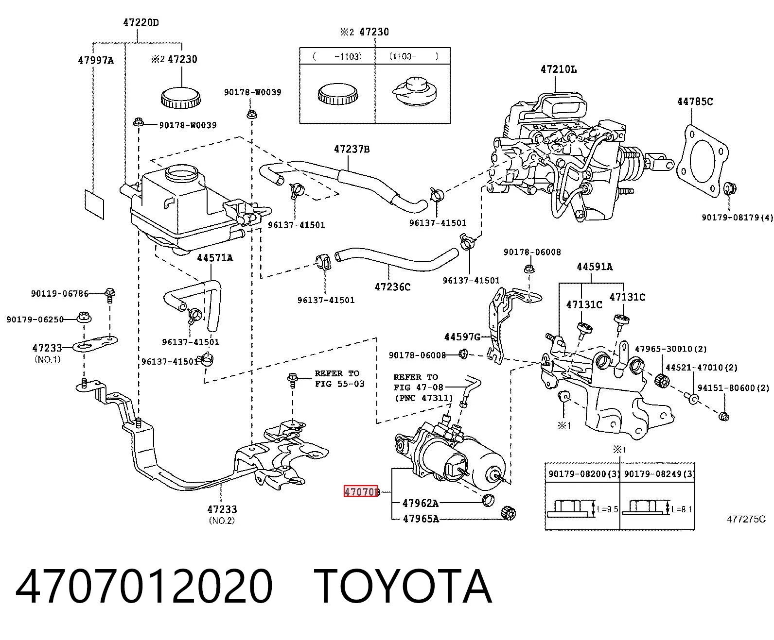 4707012020 Toyota Bomba ABS del cilindro maestro de freno