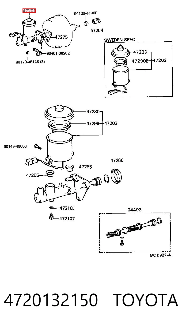 Cilindro principal de frenos para Toyota Camry II V2