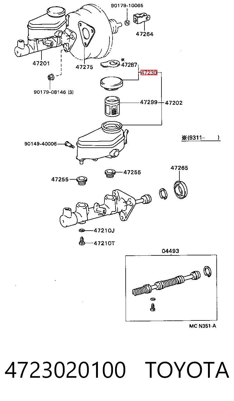 4723020100 Toyota Tapa del depósito del cilindro maestro de freno