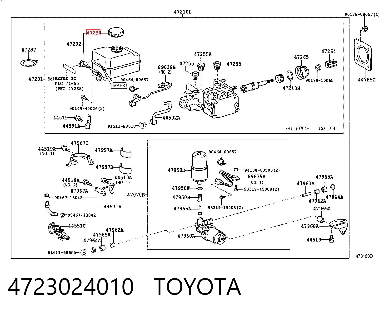 4723024010 Toyota Tapa del depósito del cilindro maestro de freno