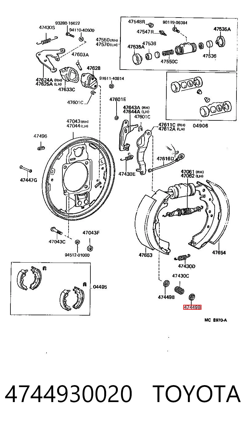 Kit reparación del freno de mano para Toyota Hilux  N