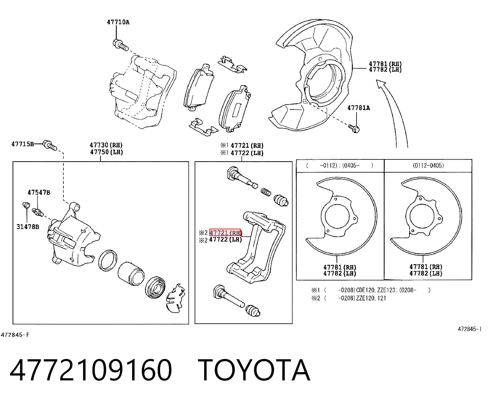 4772109160 Toyota Soporte, pinza de freno delantera