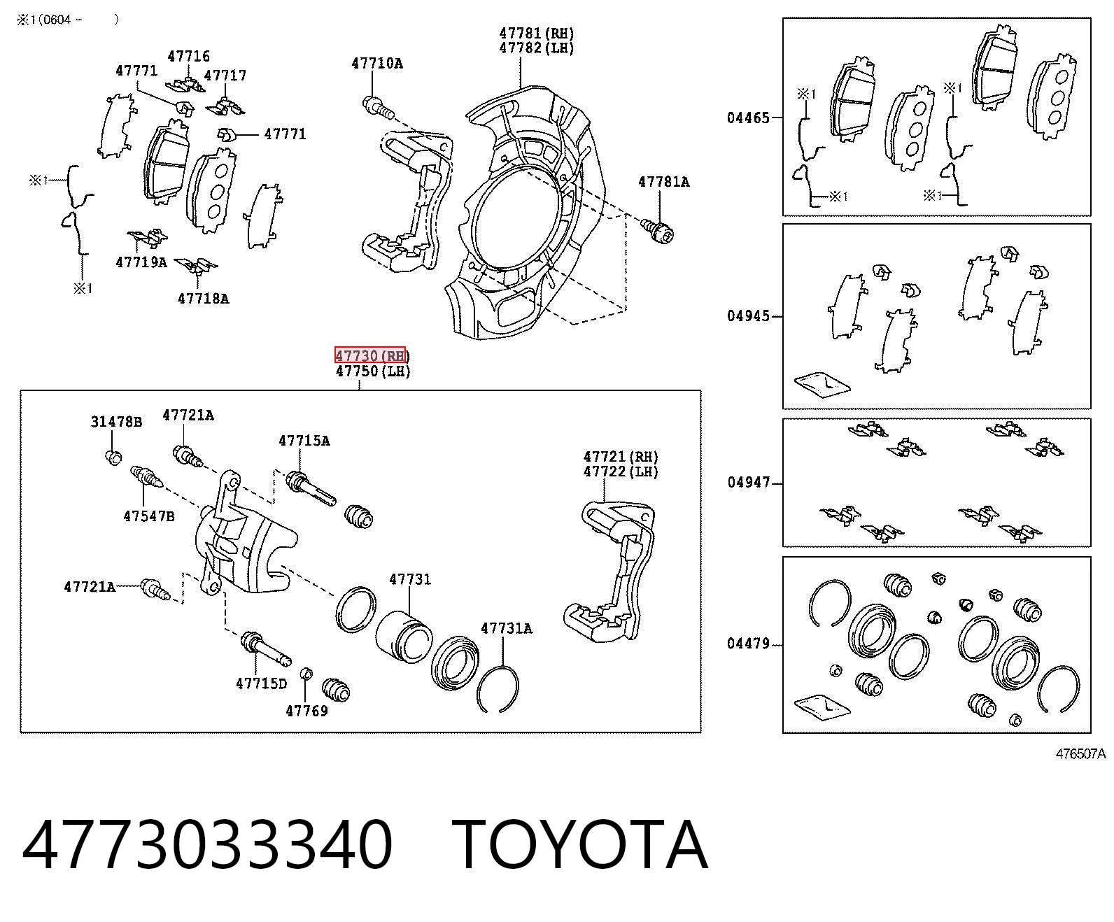 4773033340 Toyota Pinza de freno delantera derecha