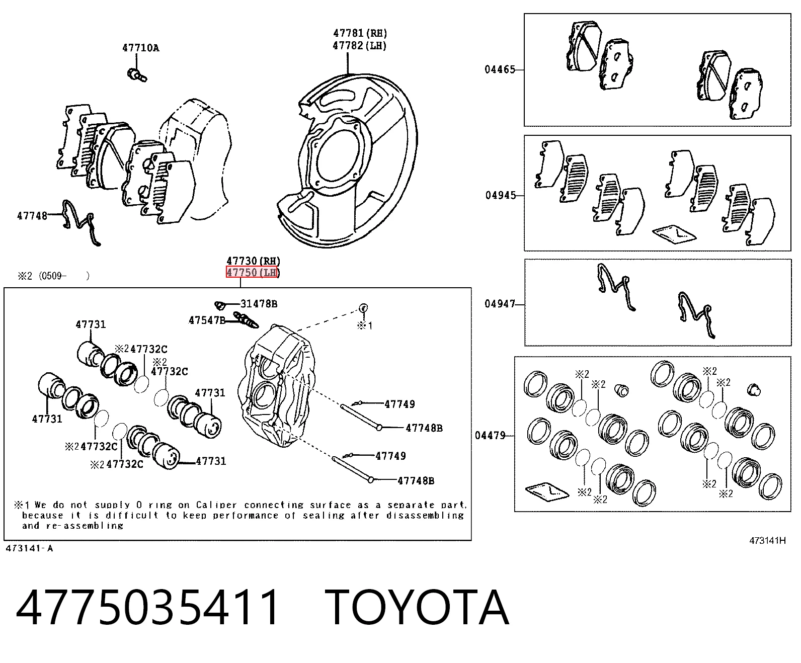 4775035411 Toyota Pinza de freno delantera izquierda