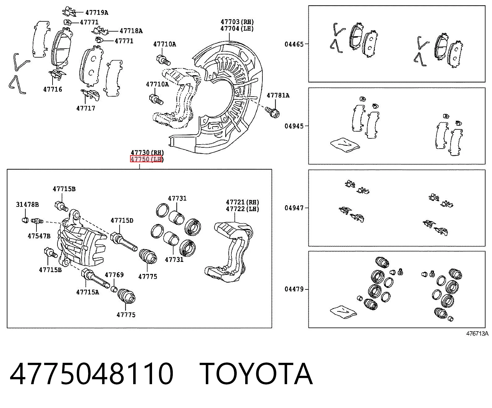 4775048110 Toyota Pinza de freno delantera izquierda