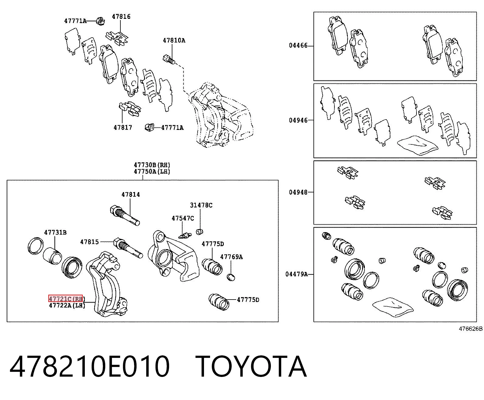 478210E010 Toyota Soporte de la pinza de freno trasera