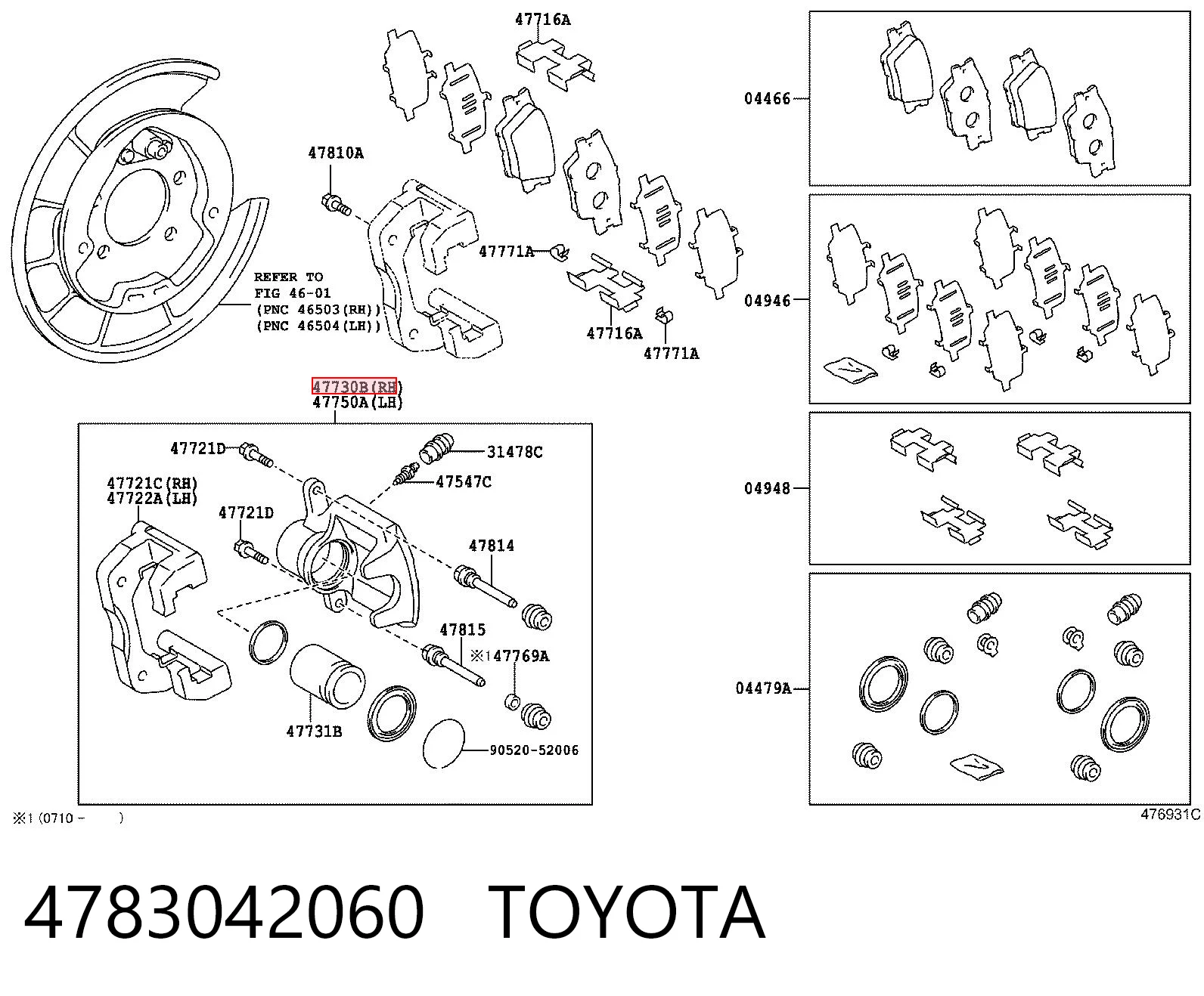 4783042060 Toyota Pinza de freno trasera derecha
