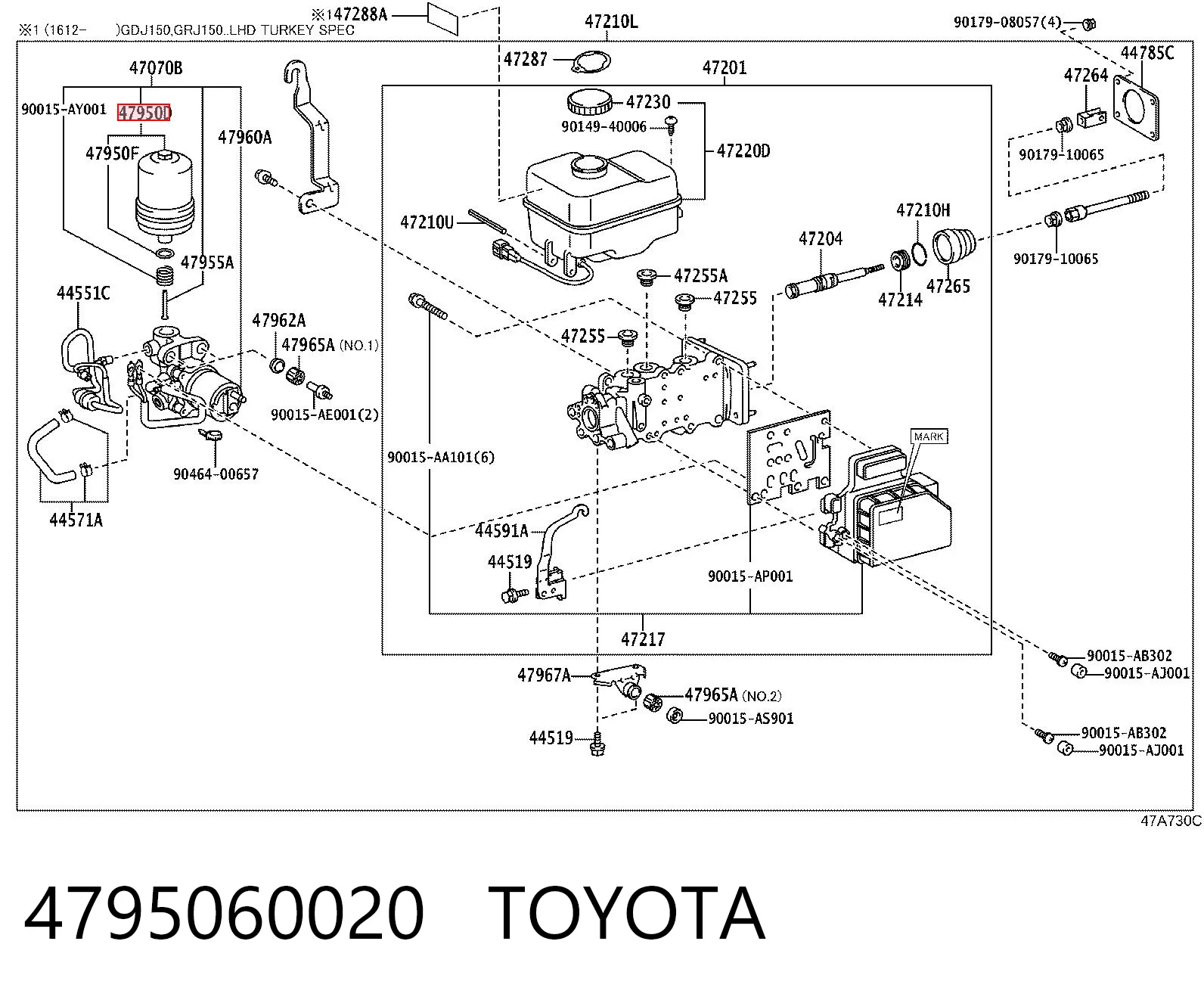 4795060020 Toyota Acumulador hidráulico