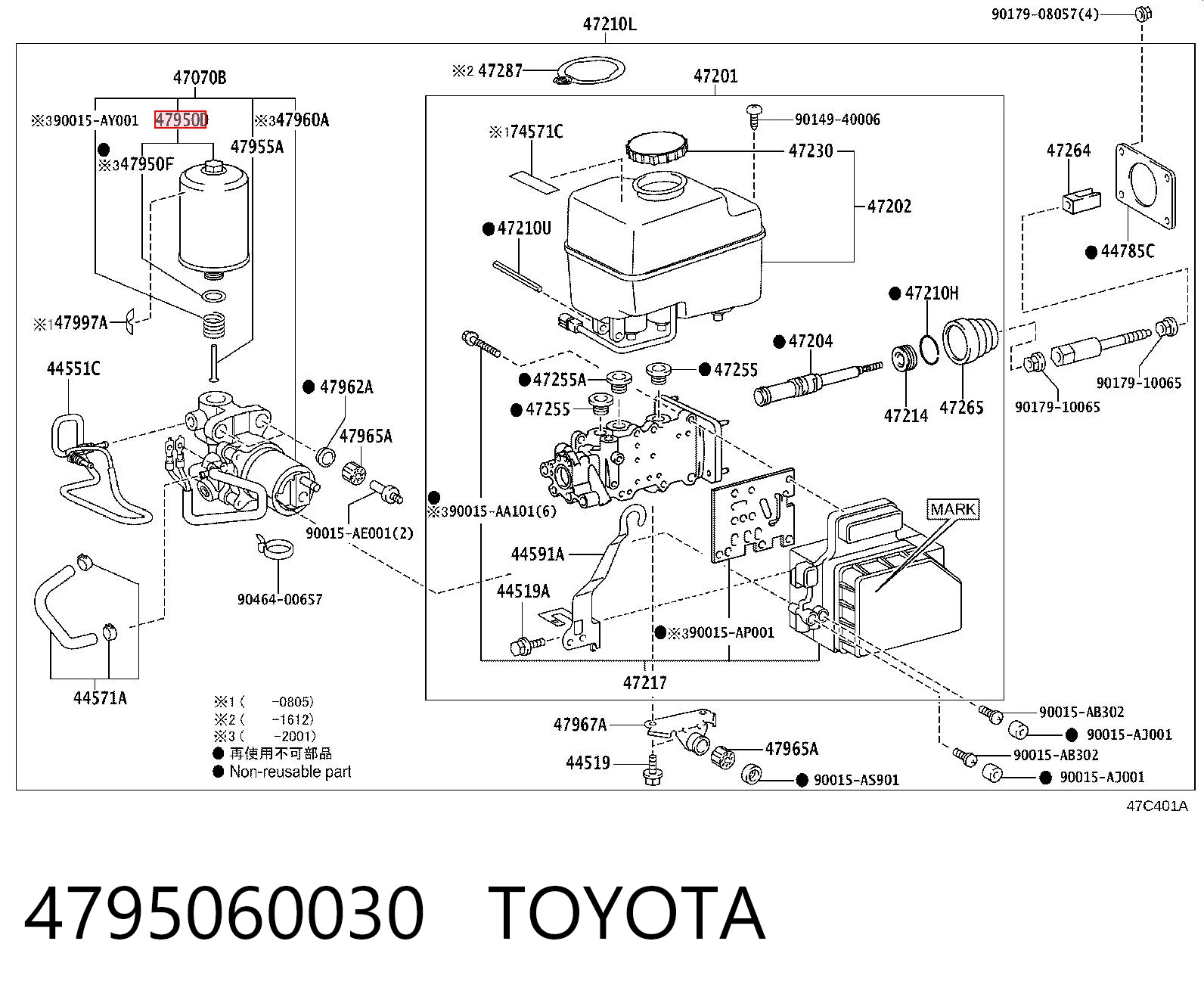 4795060030 Toyota Acumulador hidráulico