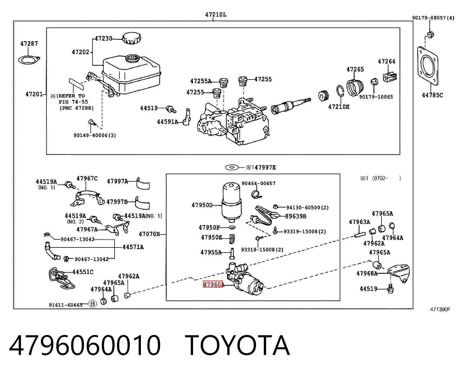 4796060010 Toyota Bomba ABS del cilindro maestro de freno