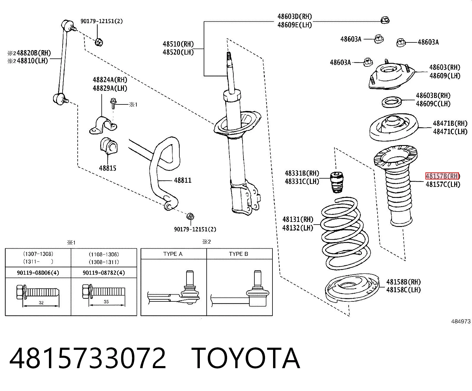 4815733072 Toyota Fuelle, amortiguador delantero