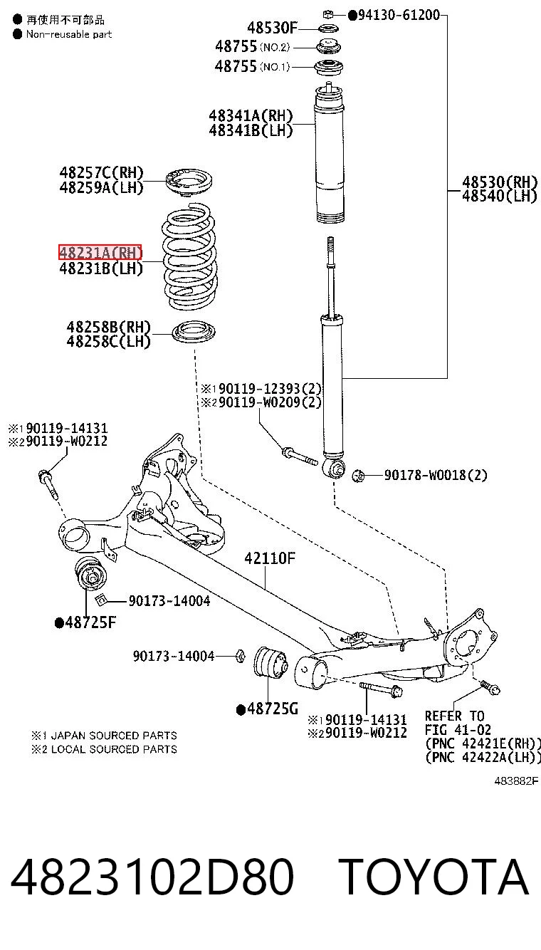 Muelle trasero 4823102D80 TOYOTA