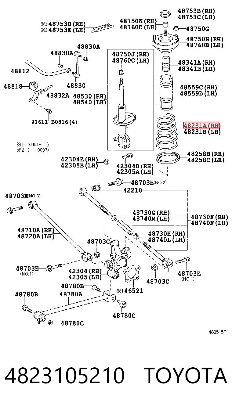 Comprar Muelle trasero Toyota Avensis  T22 a bajo precio