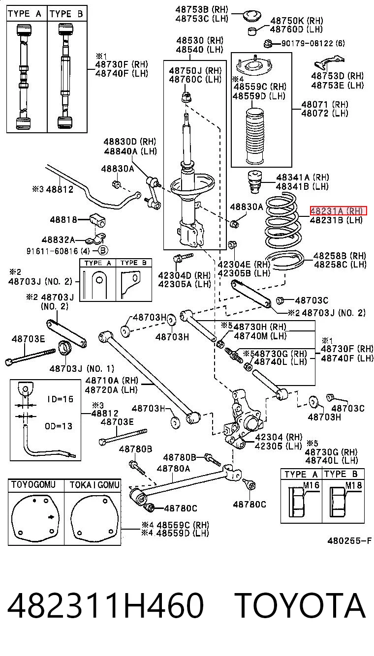 Muelle de suspensión trasero Toyota Corolla sedán (E11) (1997 - 2001) precio, desde 37,24 EUR