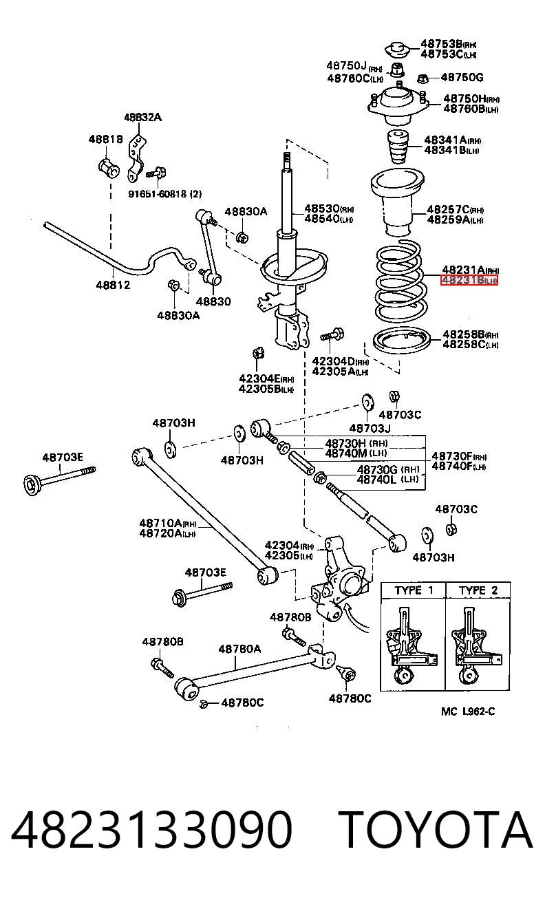 Muelle de amortiguador Toyota Camry (V10)