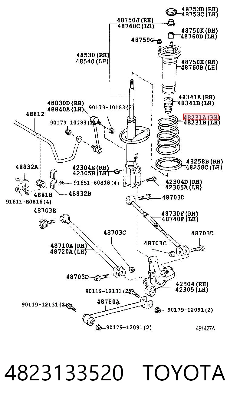 Muelle de suspensión trasero Toyota Camry  desde 55,10 €