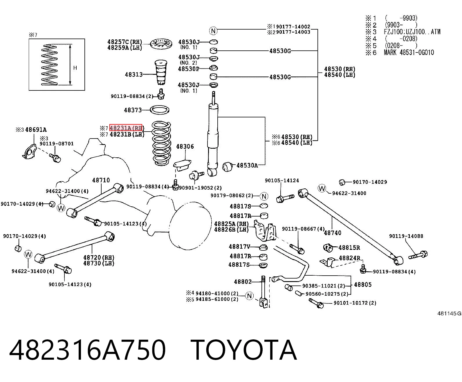 482316A750 Toyota Muelle trasero