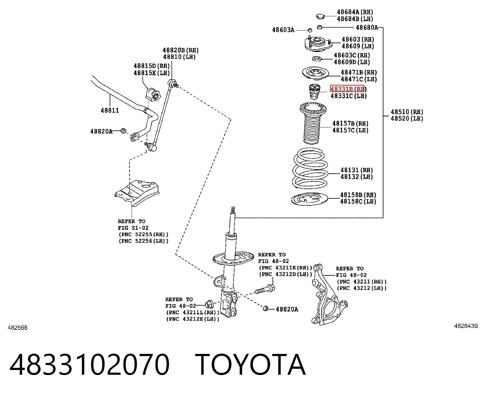 4833102070 Toyota Tope de amortiguador delantero