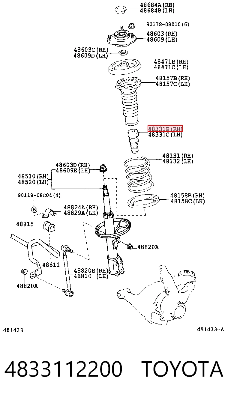 4833112200 Toyota Tope de amortiguador delantero