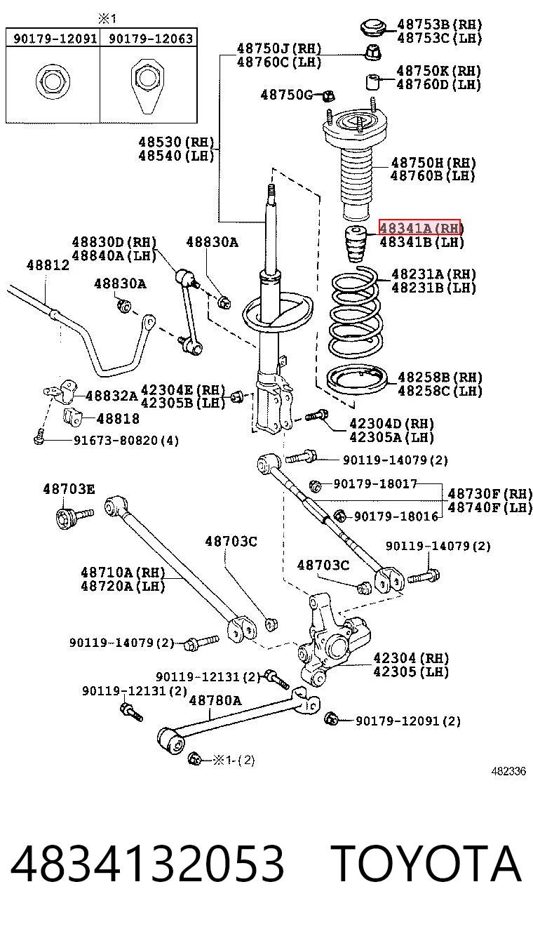 4834132053 Toyota Tope de amortiguador trasero