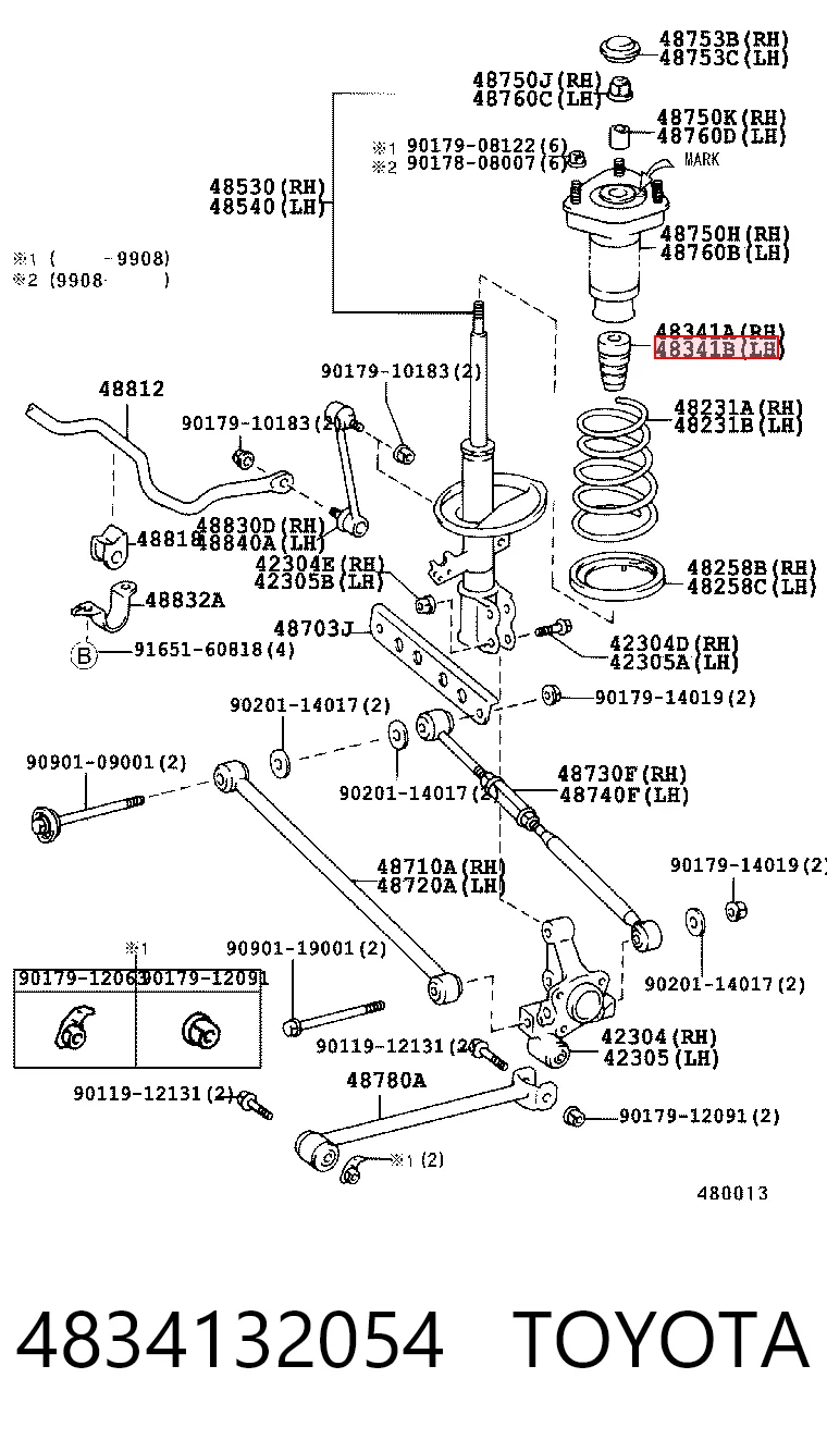 4834132054 Toyota Tope de amortiguador trasero