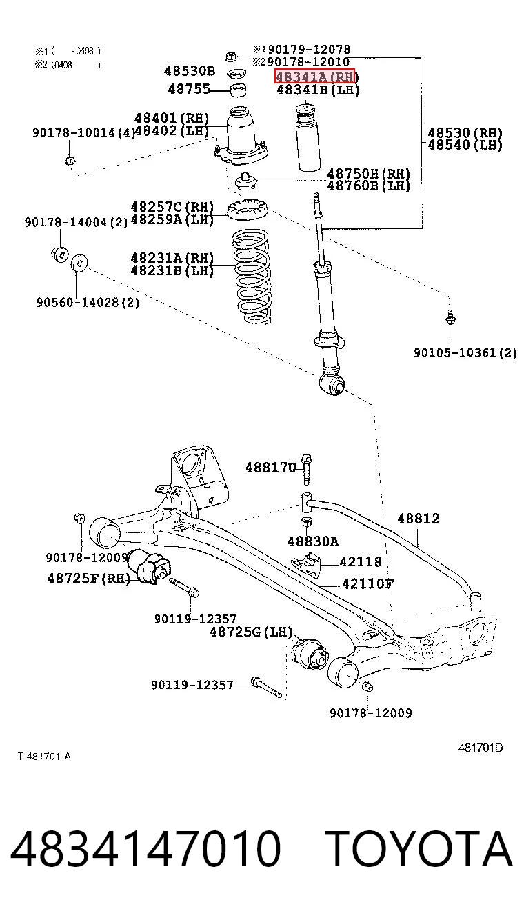 4834147010 Toyota Guardapolvos amortiguador & topes de suspensión