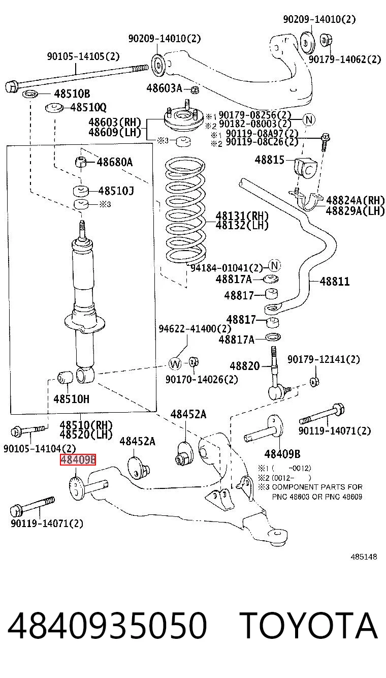 4840935050 Toyota Arandela excéntrica de caída del brazo delantero