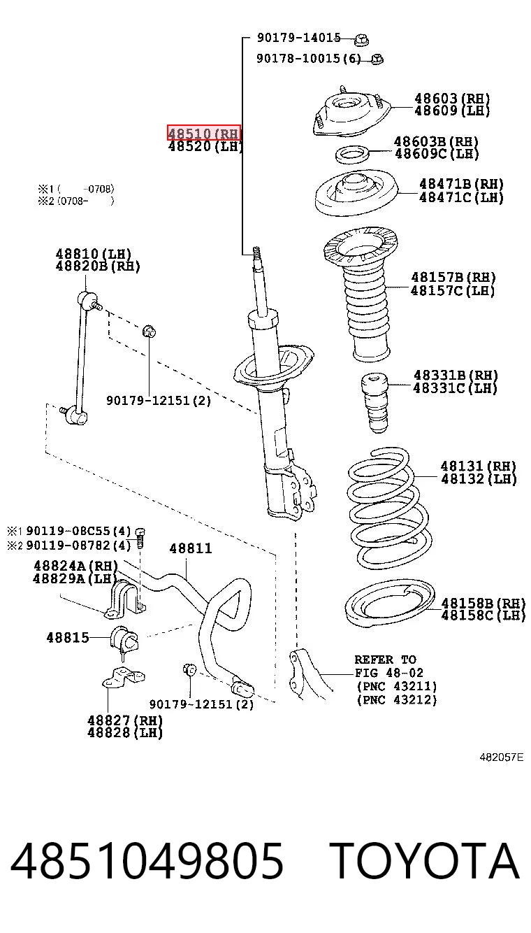 4851049805 Toyota Amortiguador eje delantero derecha