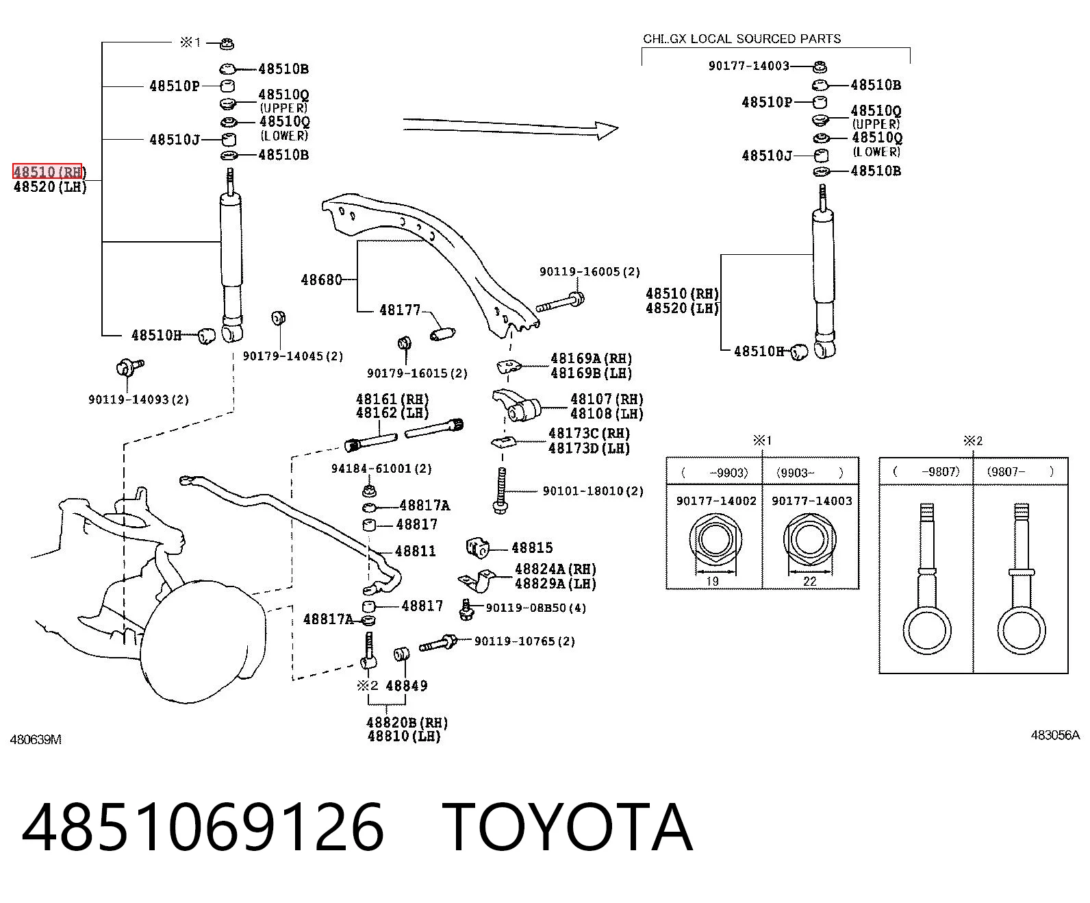 4851069126 Toyota Amortiguador frontal