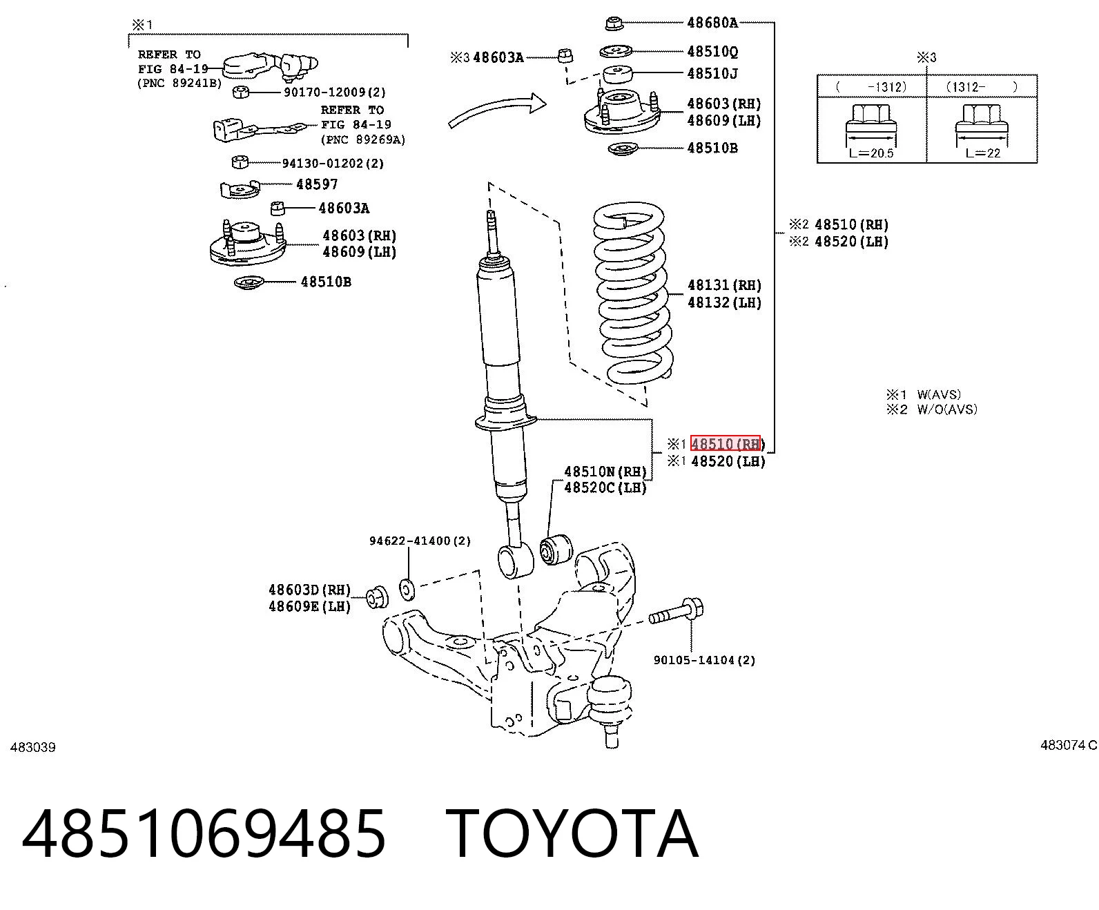 4851069485 Toyota Amortiguador frontal