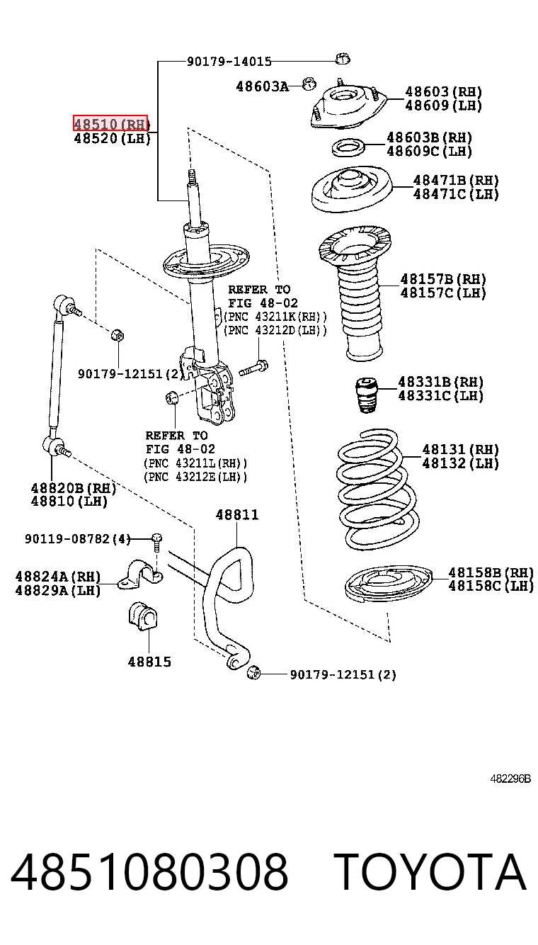 4851080308 Toyota Amortiguador eje delantero derecha